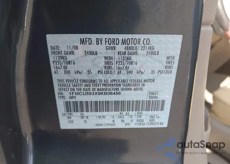 2009 Ford Escape Hybrid Limited из США, поврежденный, VIN 1FMCU593X9KB08456